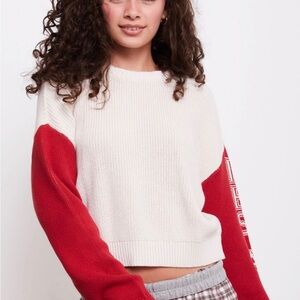 La Hearts Red and White Crew Neck Sweater